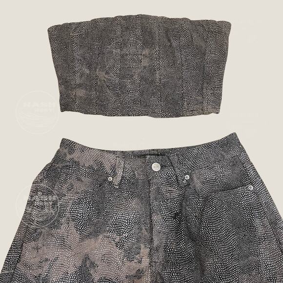 Forever 21 Glitter Dot 2-Pc Set | Wide Leg Cargo Pants, Tube Top Streetwear NWOT - Picture 2 of 12